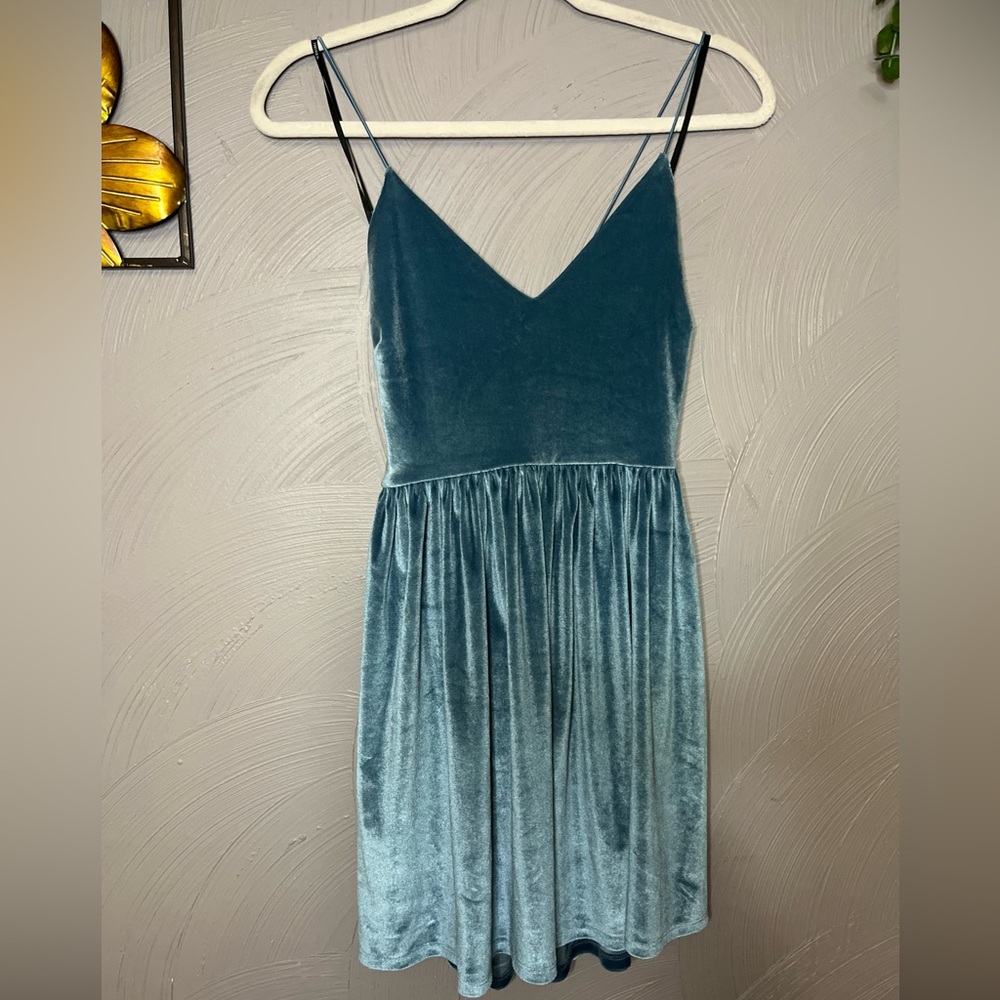 Elegant Velvet Teal Babydoll Dress